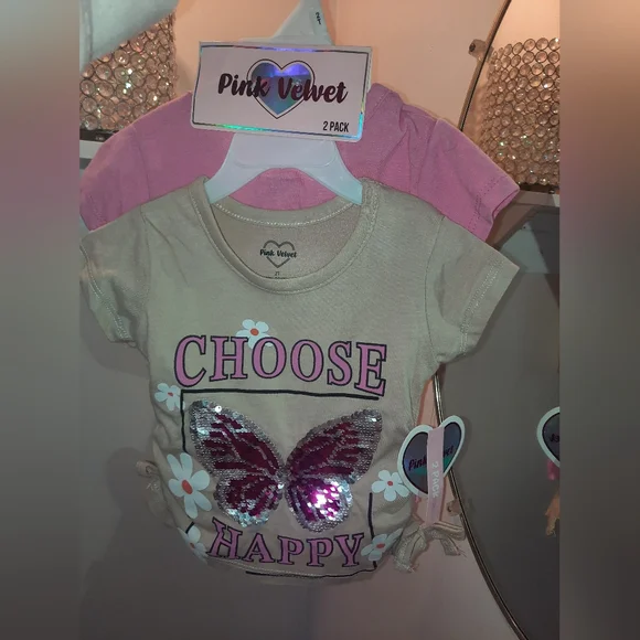 Pink Velvet Butterfly Sequin T-Shirt Pack - Picture 4 of 6